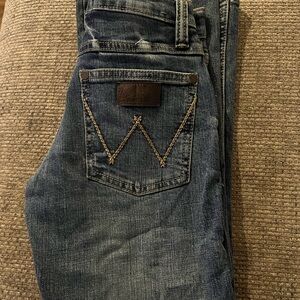 Wrangler Blue Denim Jeans with Contrast Stitching